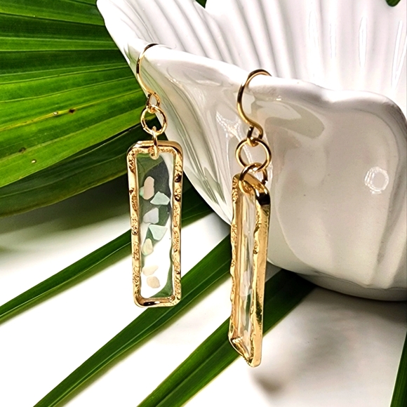 Gold, White, Clear & Opalescence Dangle Earrings Anthropologie  NWT - Picture 2 of 5